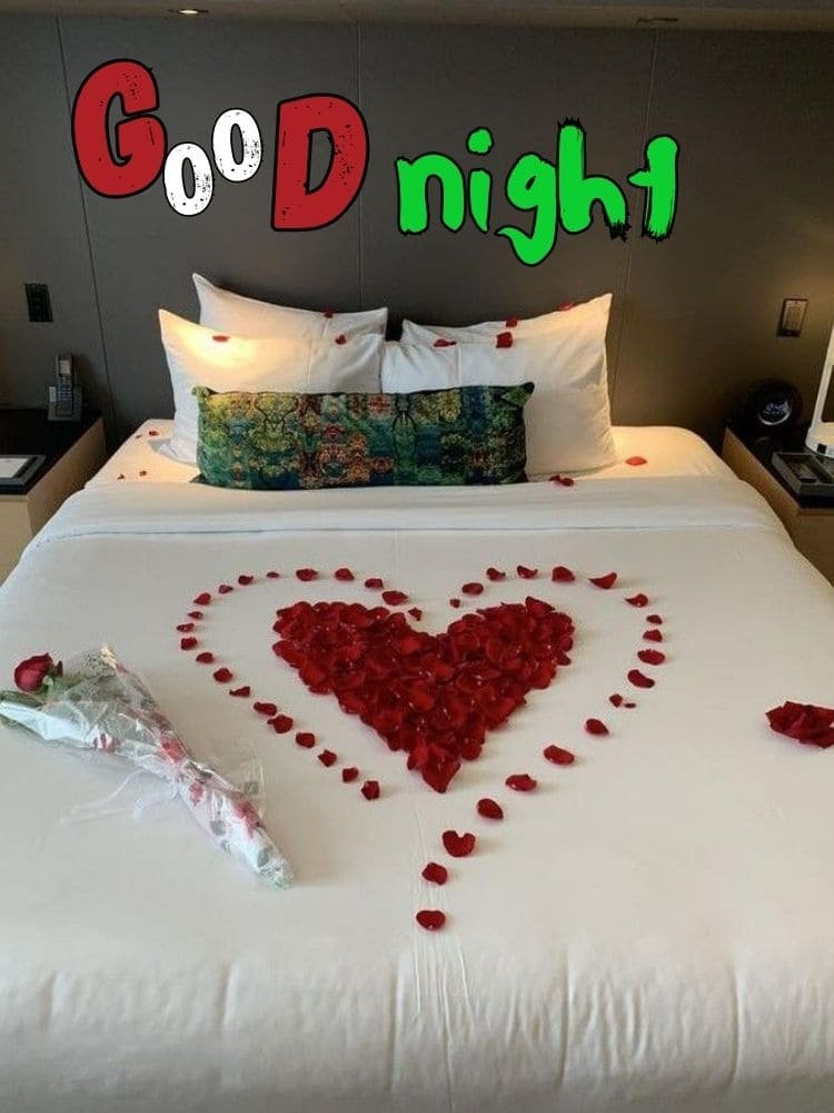 beautiful good night images with hearts on bedroom