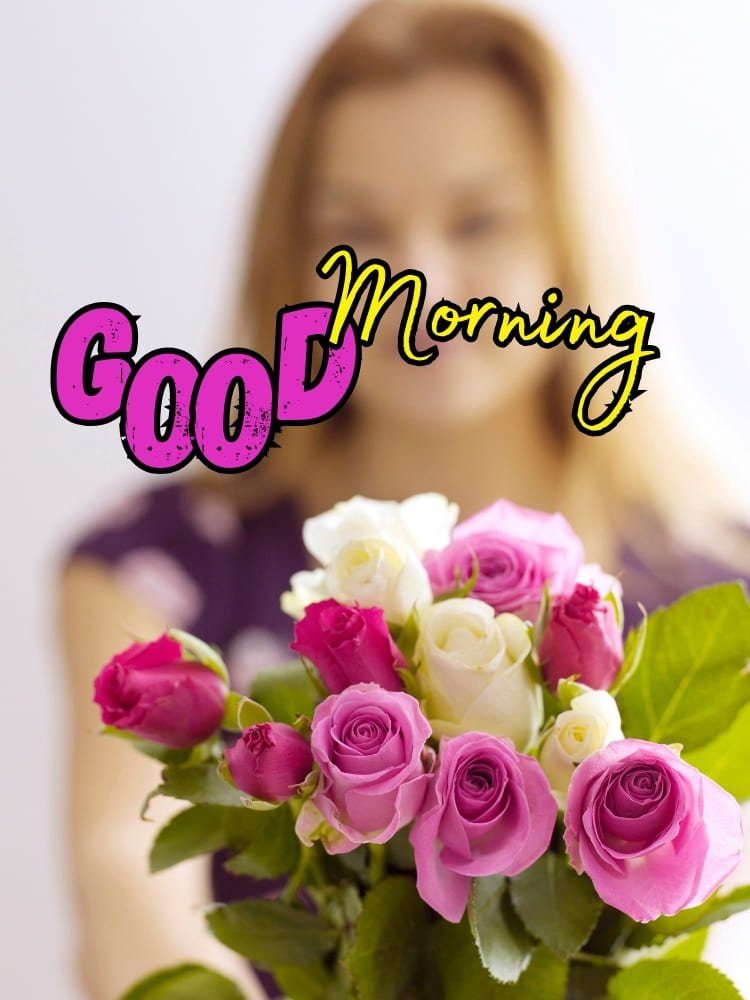 good morning with pink rose